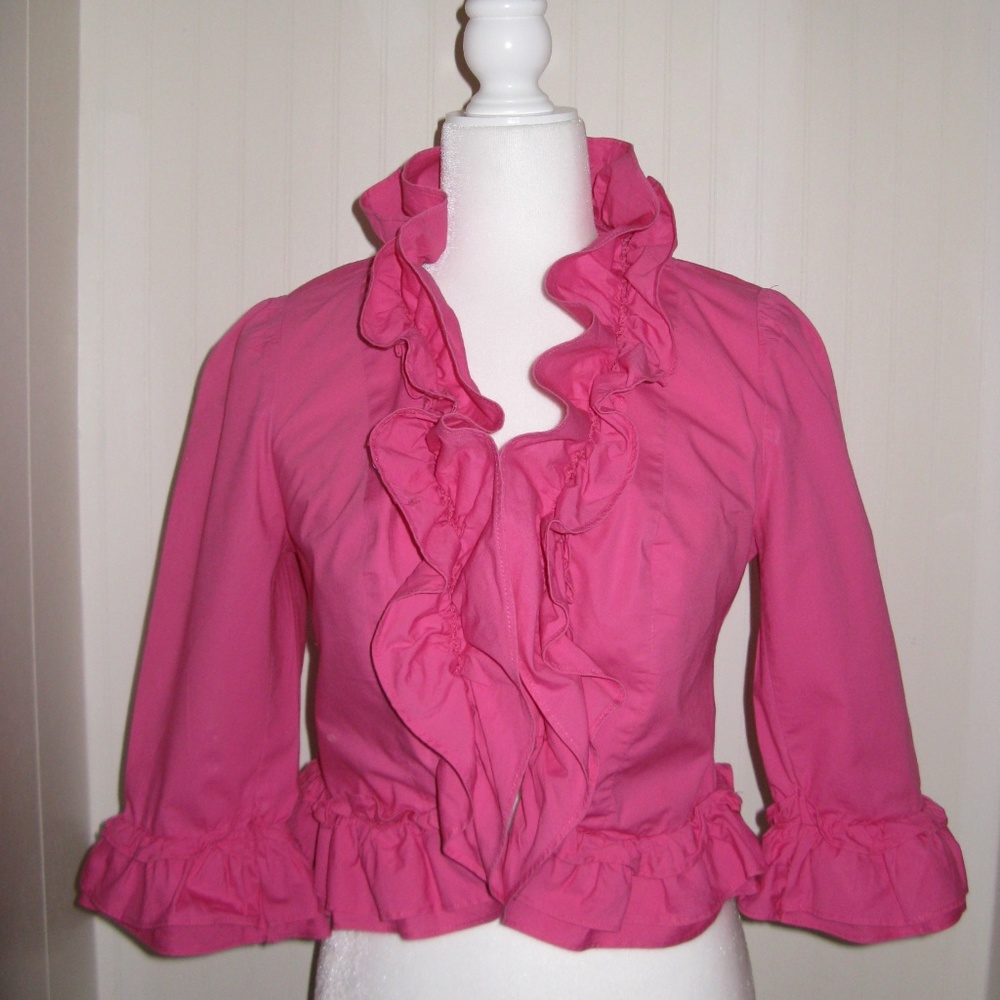 I.N.C. pink jacket with ruffle accent